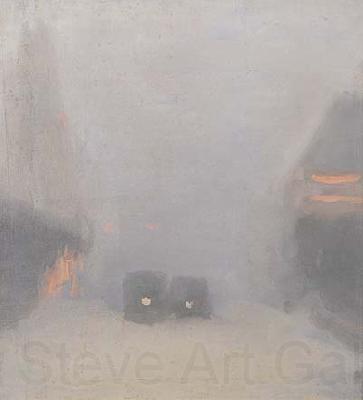 Clarice Beckett Passing Trams Norge oil painting art